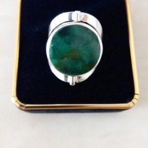 Ring Silver 950 Adjustable Ring with natural stones 2 colors/reversible new